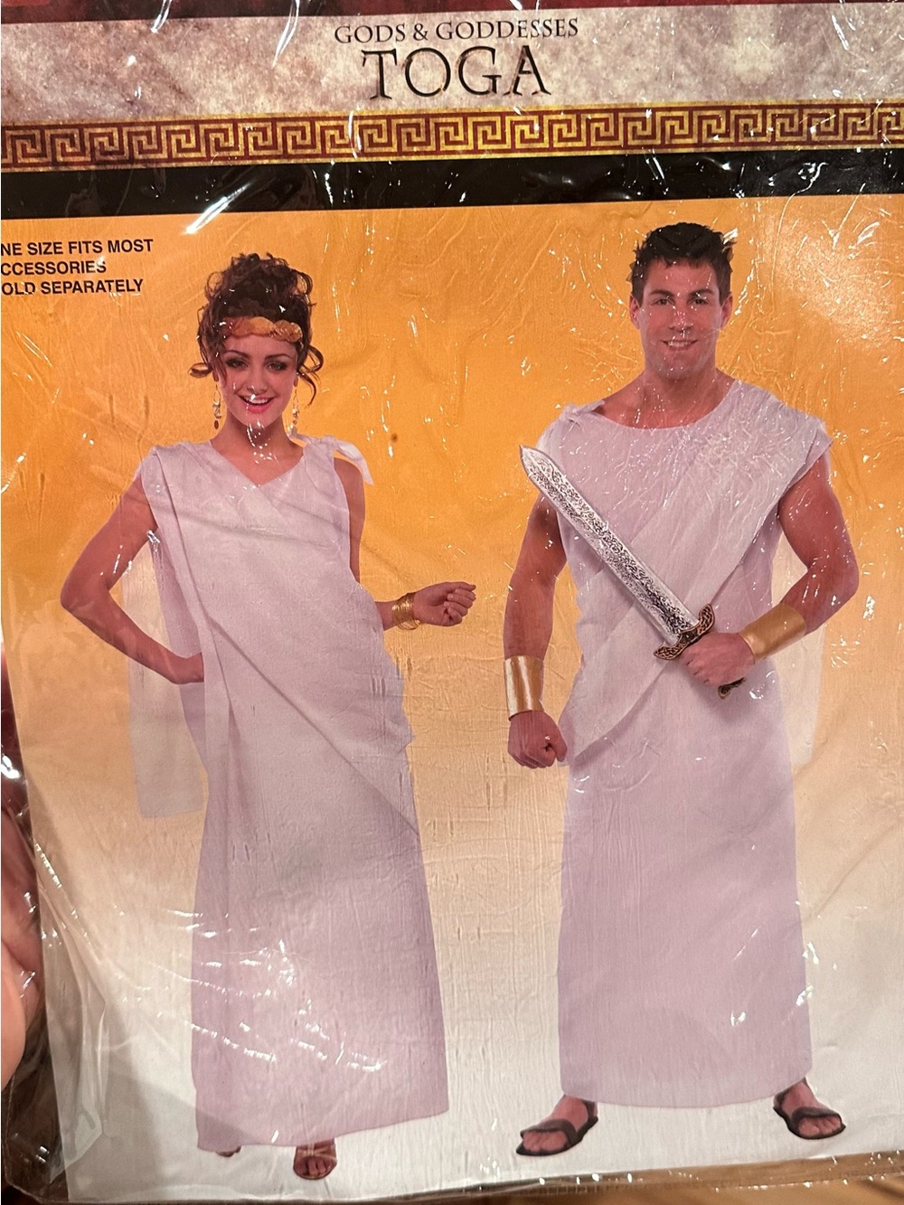 Greek Goddess Angel Toga Costume w Silver Glitter Wings Adult OS